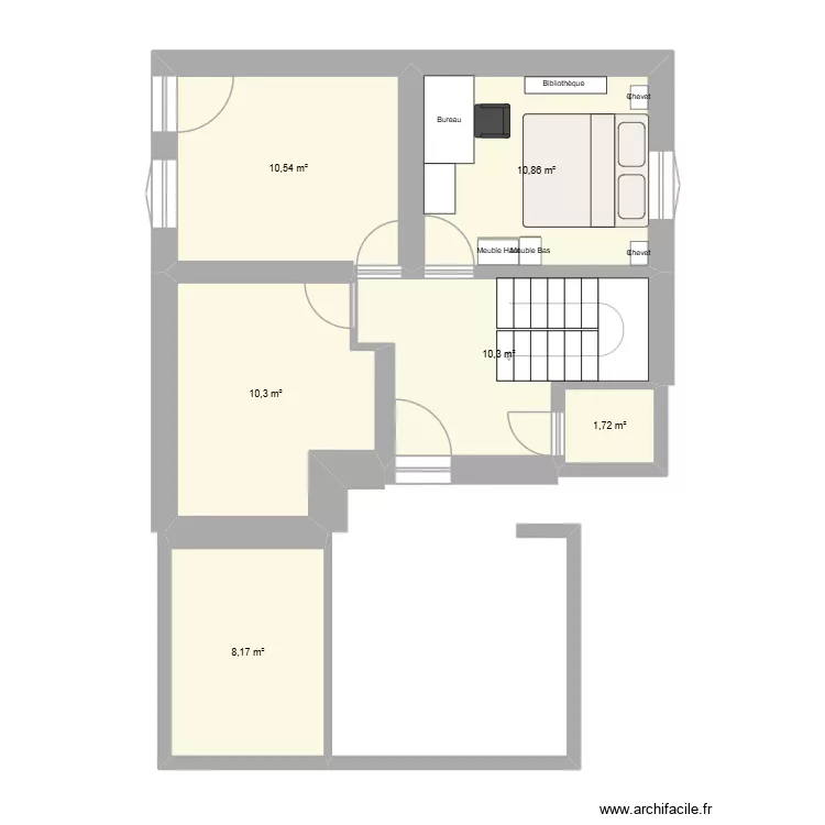 Rez de Chauss&eacute;e v2. Plan de 6  et 52 m²