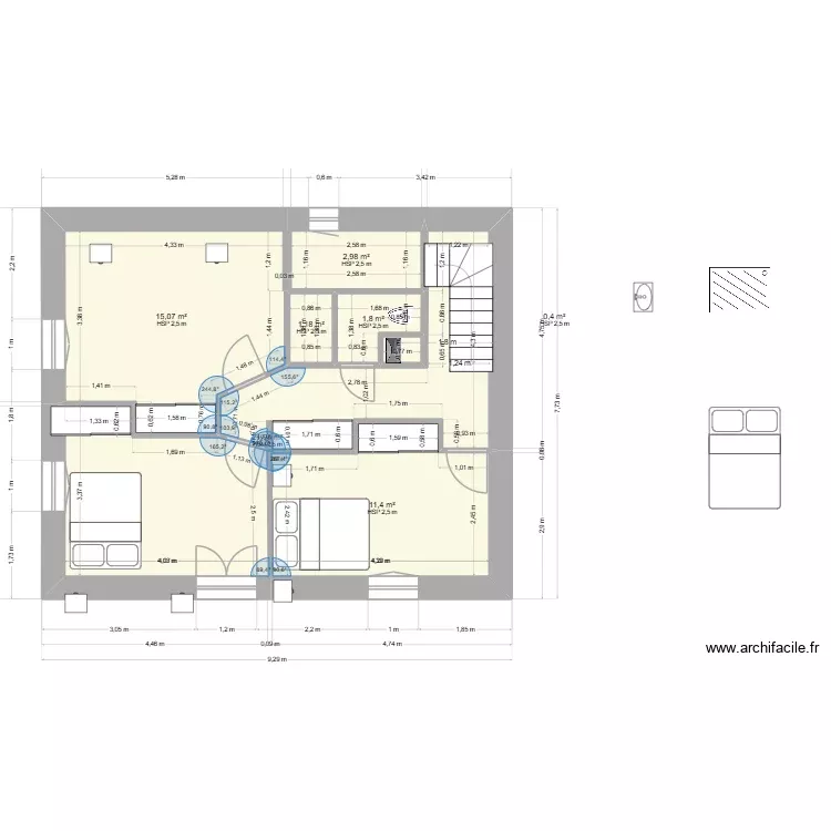 Etage modif. Plan de 7 Pièces et 55 m² Etage modif. Plan de 7 Pièces et 55 m²