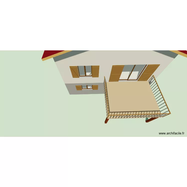 3D maison Apres avec terasse. Plan de 3  et 209 m²