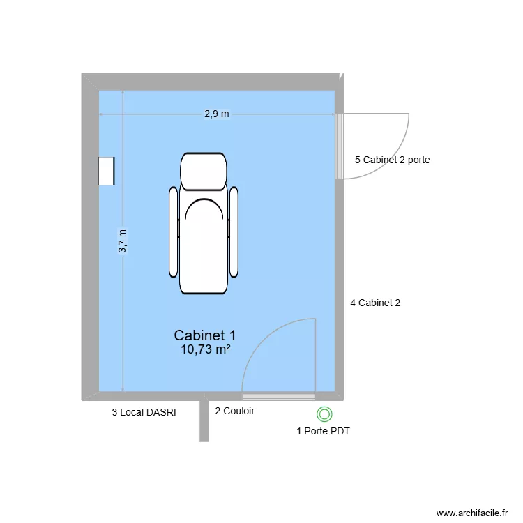 60700 Cabinet 1. Plan de 1 et 11 m² 60700 Cabinet 1. Plan de 1 et 11 m²