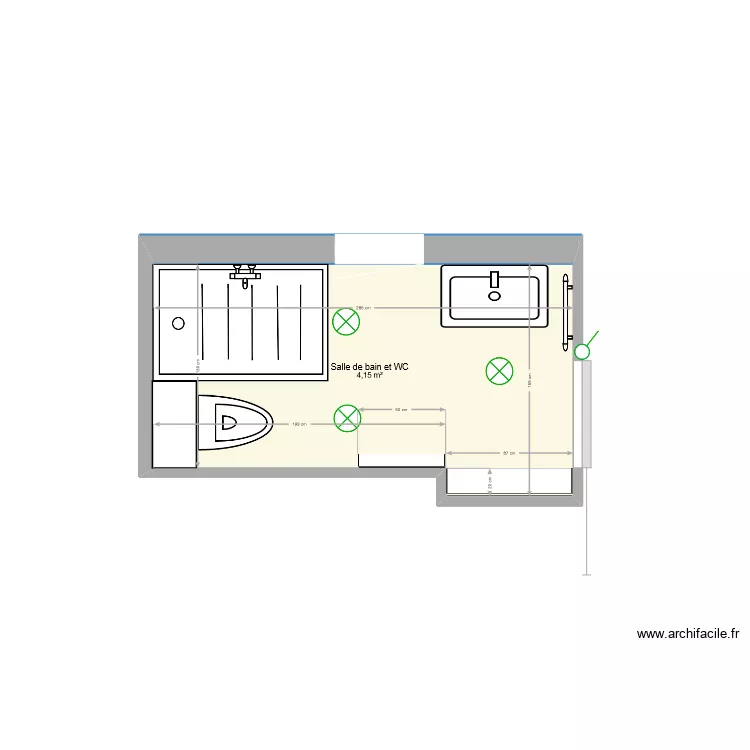 sdb droue haut. Plan de 