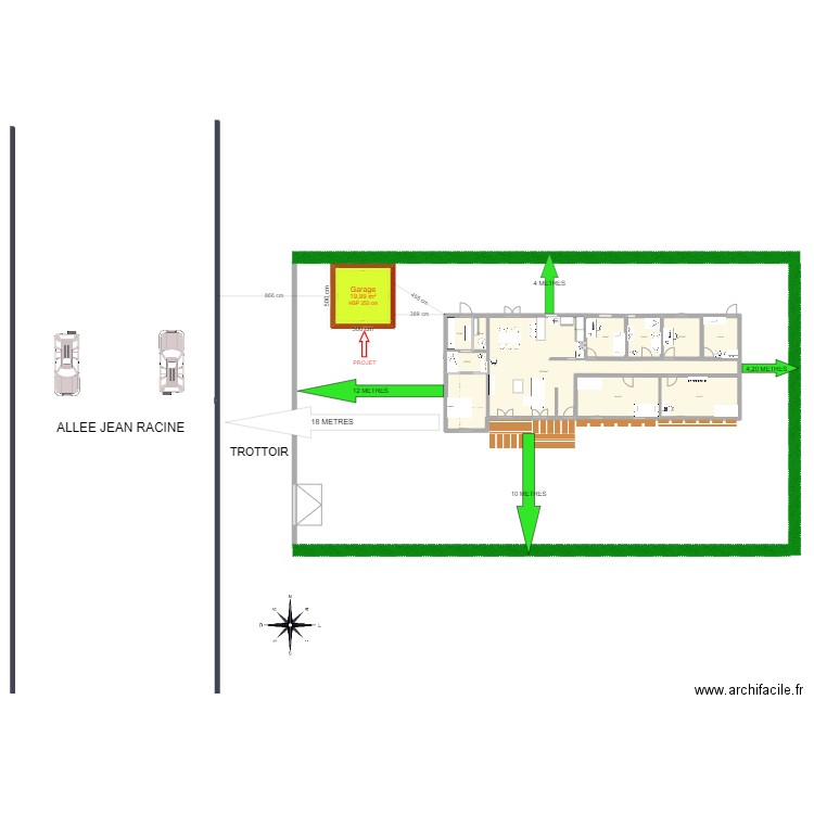 Plan Maison + Garage. Plan de 11 pièces et 191 m2