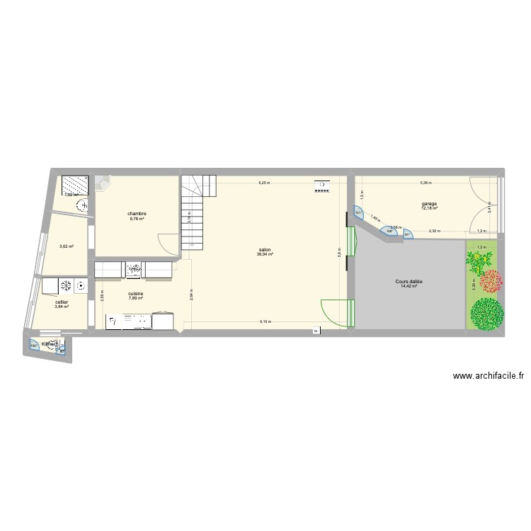 rez de chaussée 2. Plan de 10 pièces et 94 m2