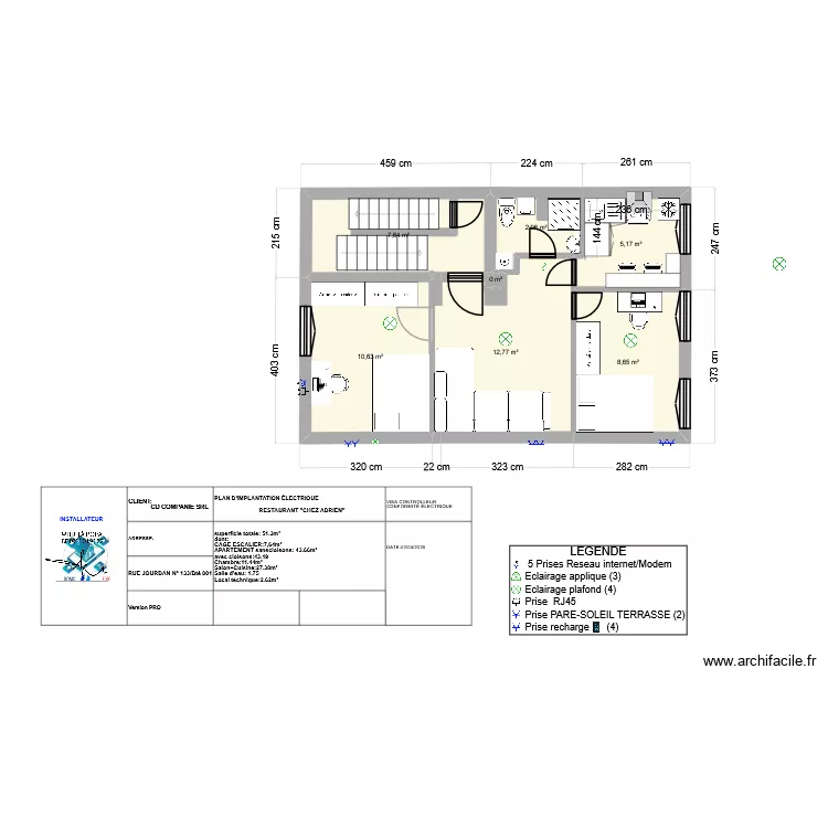 recup ppur plan electrique. Plan de 7  et 48 m²