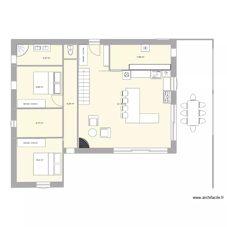 Hagetmau 2. Plan de 7 pièces et 87 m²