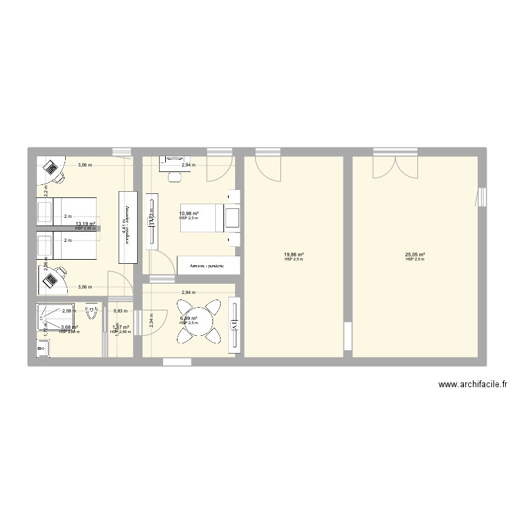 Appartement bas. Plan de 7 pièces et 81 m2