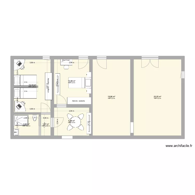 Appartement bas. Plan de 