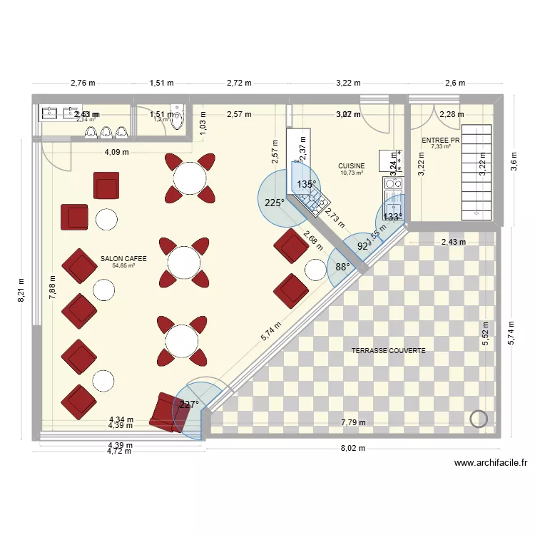 COUPEBB. Plan de 6  et 106 m²