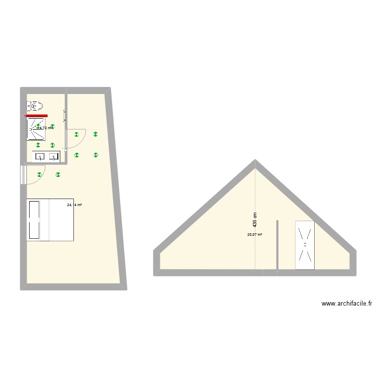 suite parentale pauline 1. Plan de 3 pièces et 49 m2