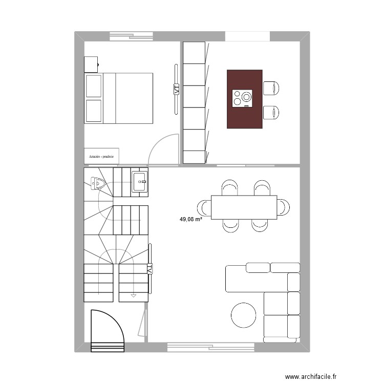 linda m. Plan de 1 pièce et 49 m2