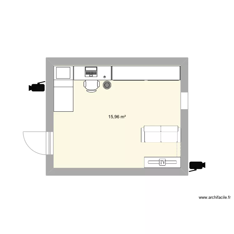 Ma chambre. Plan de 1  et 16 m²