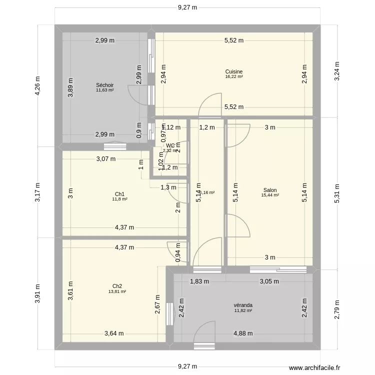 rdc4. Plan de 8  et 89 m²