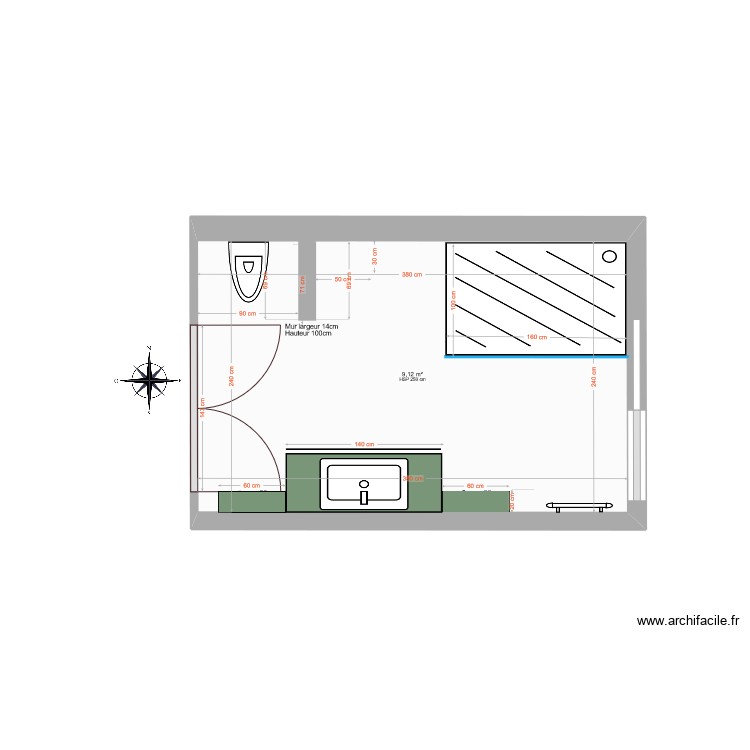 Salle de bains. Plan de 0 pièce et 0 m2