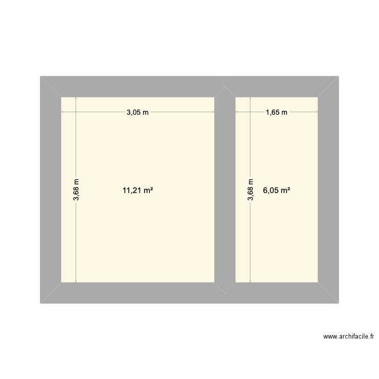 projet AI-B1. Plan de 2 pièces et 17 m2