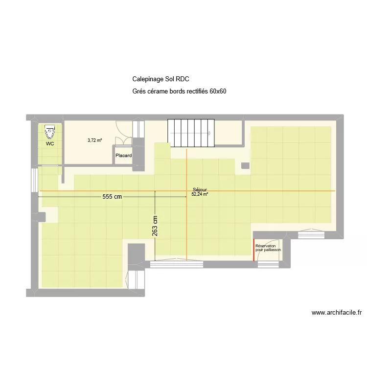 70 Joinville RDC Calepinage 60x60. Plan de 