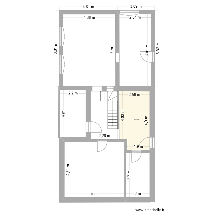 PROJET PREPAT2. Plan de 1 pièce et 12 m2