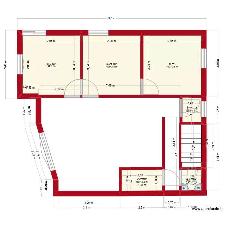 kelifa. Plan de 6 pièces et 31 m²