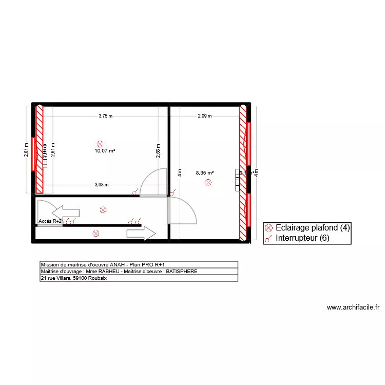 Plan RABHEU R+1 PRO. Plan de 4  et 24 m²