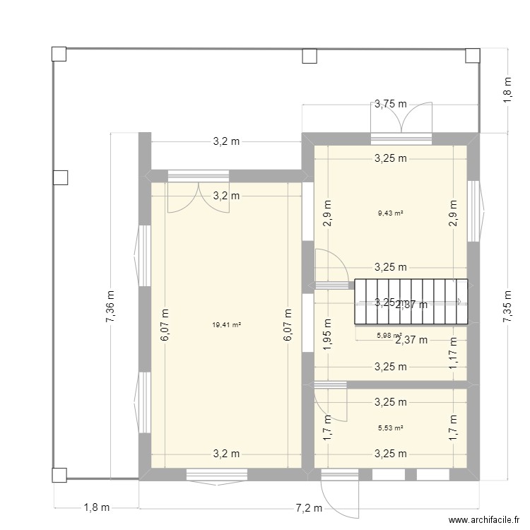 P00. Plan de 4 pièces et 40 m2