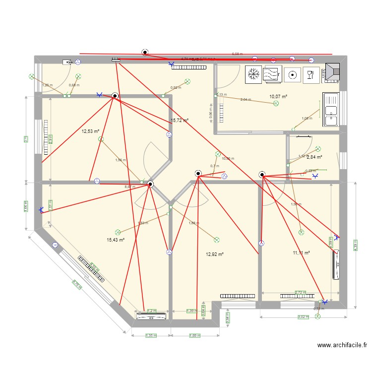 Appart A. Plan de 7 pièces et 81 m2