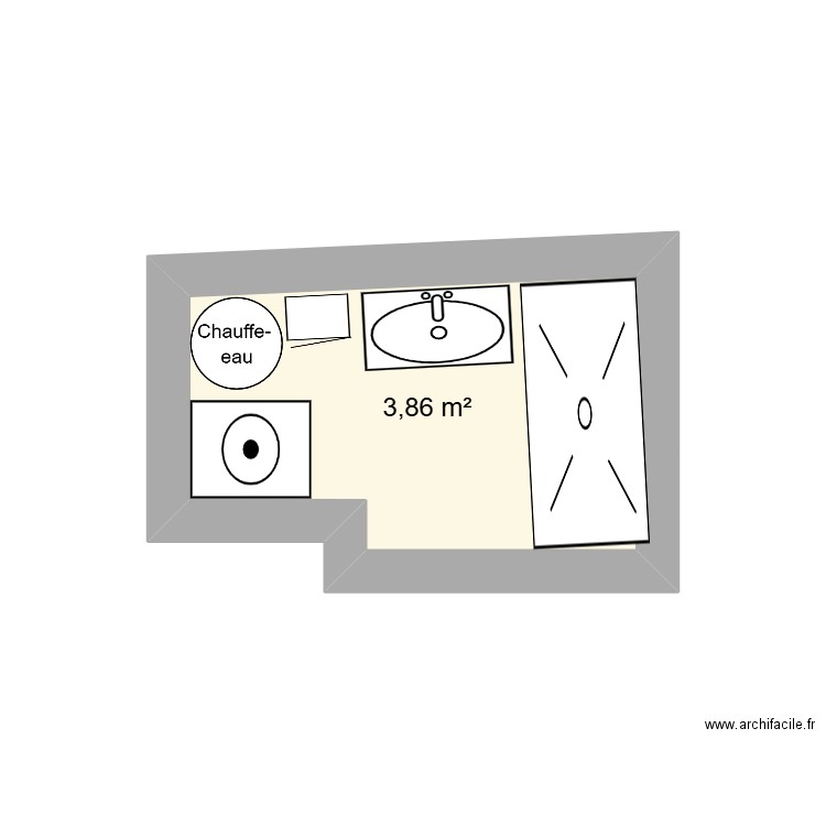 sdb. Plan de 1 pièce et 4 m2