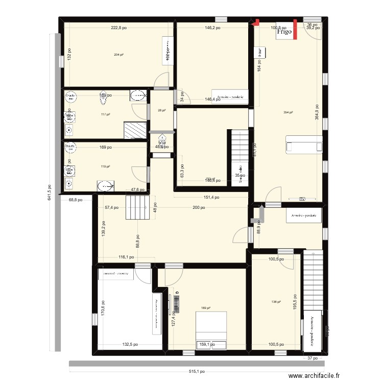 2EM. Plan de 9 pièces et 182 m2