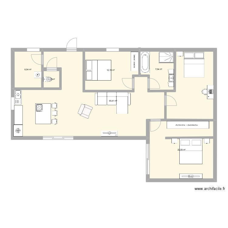 ah elec. Plan de 6 pièces et 115 m2