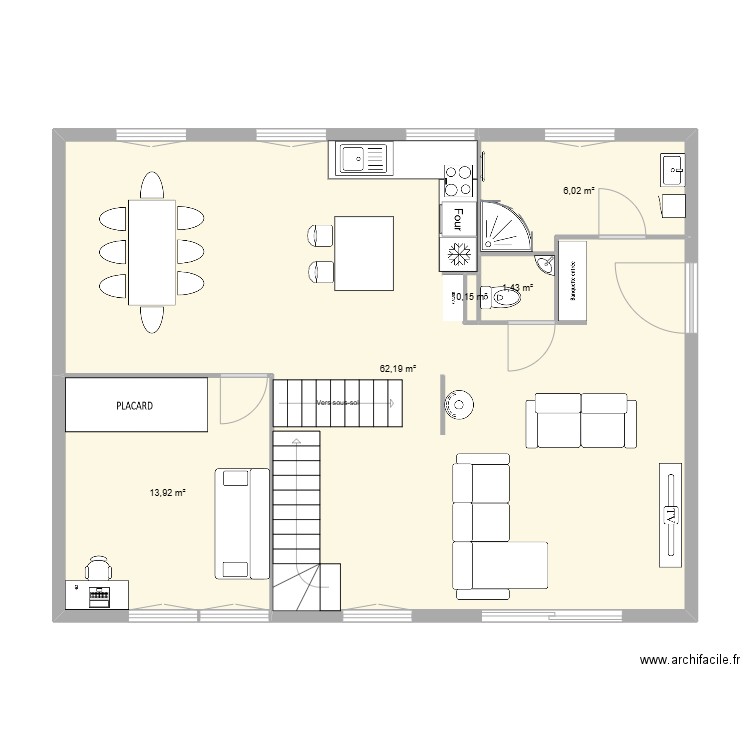 Idée 2. Plan de 5 pièces et 84 m2