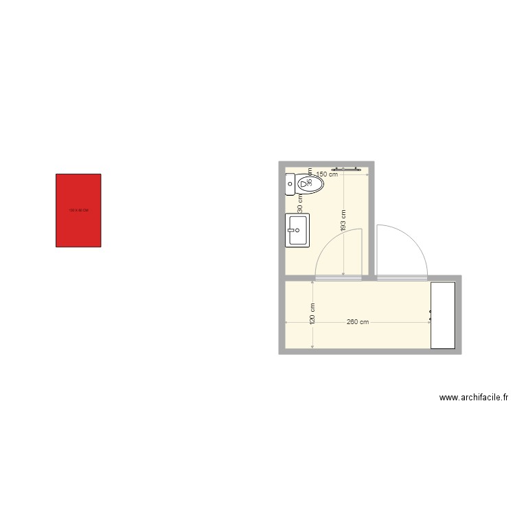 ST SYMPHORIEN SDF WC EXISTANT. Plan de 2 pièces et 7 m2