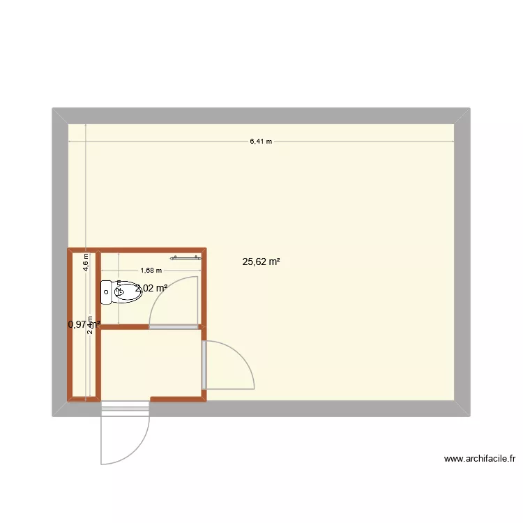 WC 01. Plan de 3 Pièces et 32 m² WC 01. Plan de 3 Pièces et 32 m²