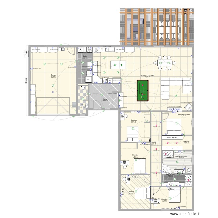 plan plein pied. Plan de 19 pièces et 497 m2
