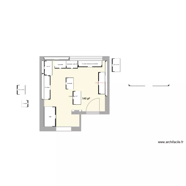 Walk in incluant chambre. Plan de 1 et 13 m² Walk in incluant chambre. Plan de 1 et 13 m²