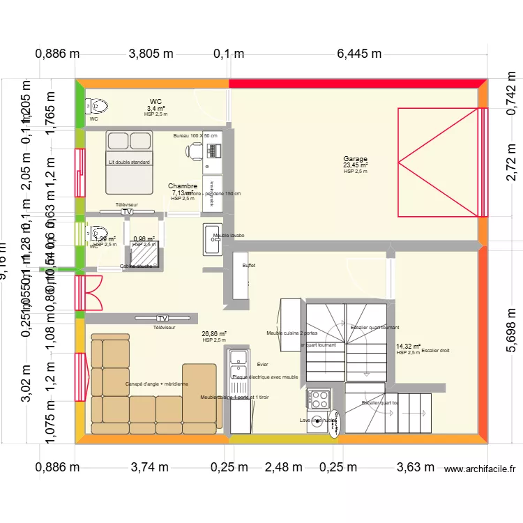 PLAN LOFT MEGRINE. Plan de 7 Pièces et 77 m²