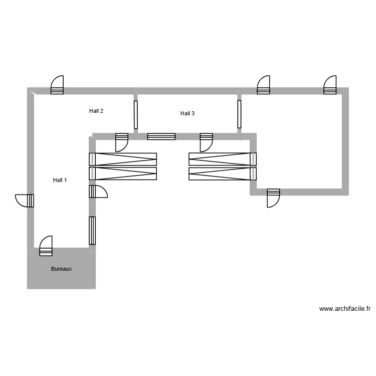 Plan Halls 1-2-3. Plan de 4 Pièces et 17 m² Plan Halls 1-2-3. Plan de 4 Pièces et 17 m²