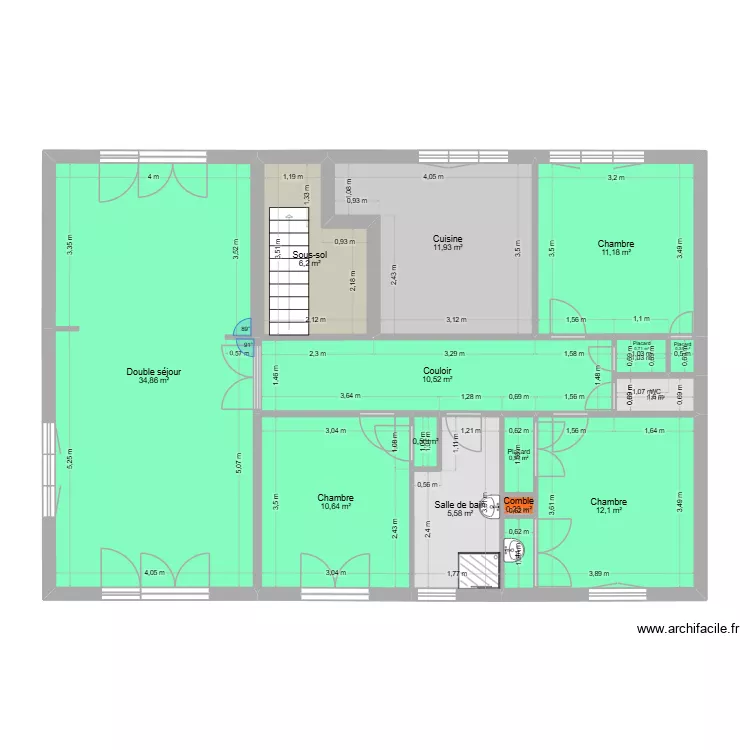 Robinson Etage. Plan de 14 Pièces et 107 m² Robinson Etage. Plan de 14 Pièces et 107 m²
