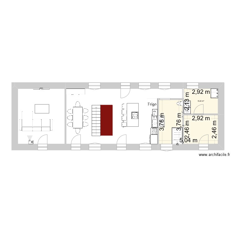 maison. Plan de 2 pièces et 21 m2