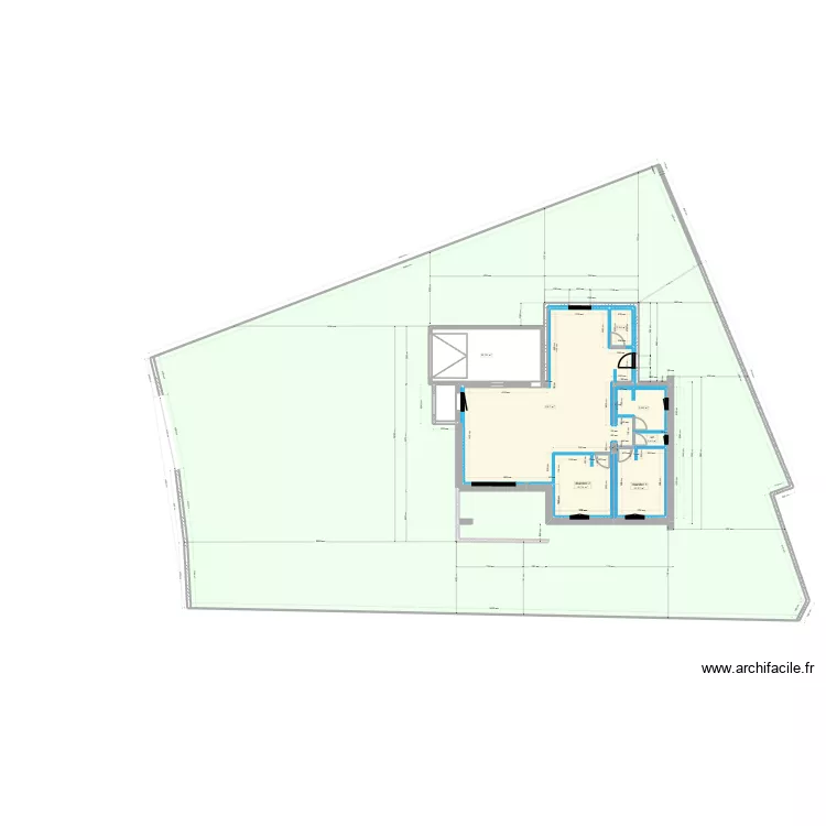 plan de masse projet&eacute; pour am&eacute;nagement. Plan de 11  et 782 m²