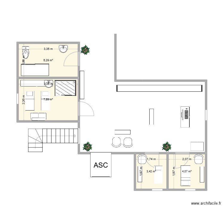 plan institut. Plan de 4 pièces et 22 m2