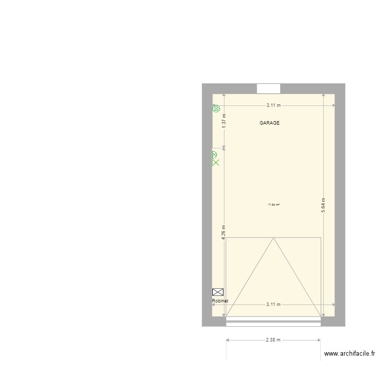 GARAGE. Plan de 1 pièce et 18 m2