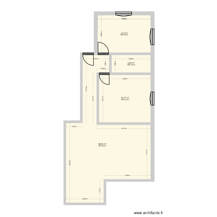 Appartement Domdidier. Plan de 4 pièces et 69 m2