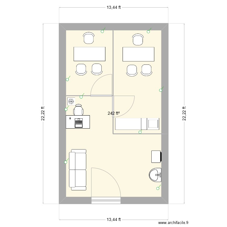 clinic2. Plan de 1 pièce et 23 m2