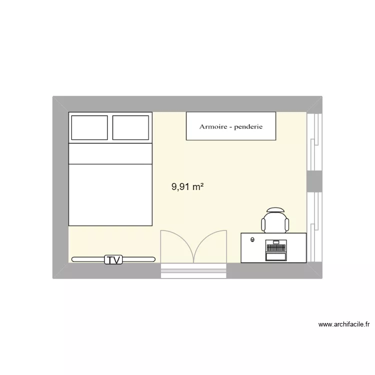 Chambre Mathias. Plan de 1 et 10 m² Chambre Mathias. Plan de 1 et 10 m²