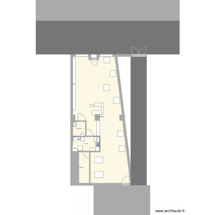 Plan après travaux. Plan de 4 et 87 m² Plan après travaux. Plan de 4 et 87 m²