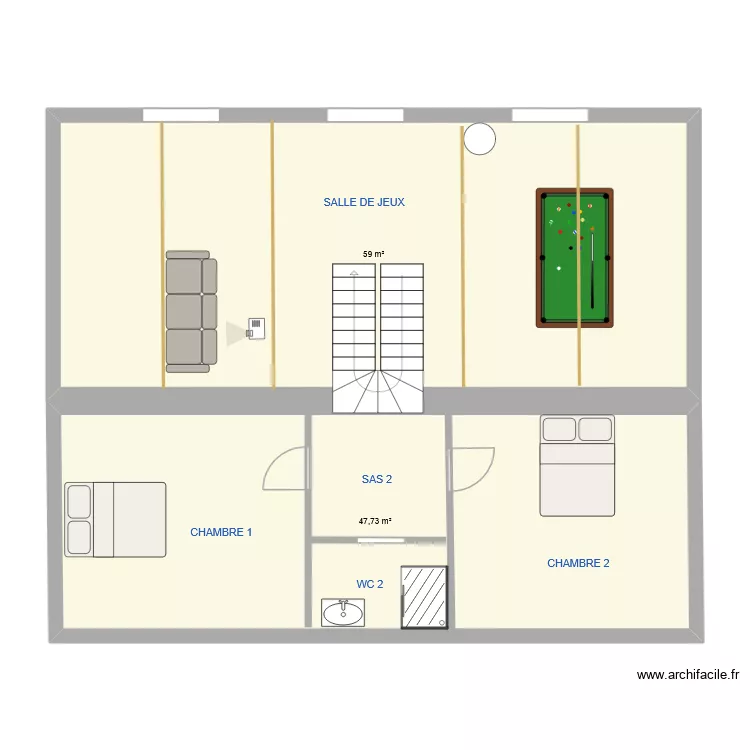 ETAGE 2. Plan de 2 Pièces et 107 m² ETAGE 2. Plan de 2 Pièces et 107 m²