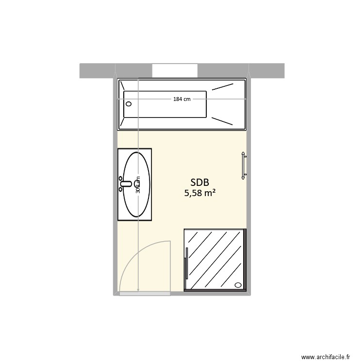 Jagail - SDB. Plan de 1 pièce et 6 m2