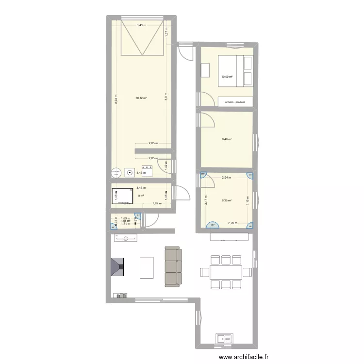 Riantec plain-pied 3. Plan de 6 et 66 m² Riantec plain-pied 3. Plan de 6 et 66 m²