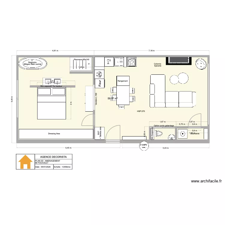 2D_V11_FINAL_PAUL. Plan de 1  et 60 m²