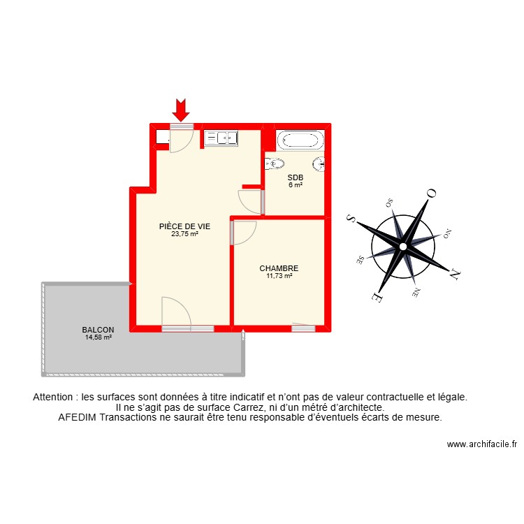 BI 26639-. Plan de 6 pièces et 68 m2