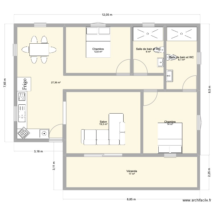 idée de construction pour une cliente. Plan de 7 pièces et 104 m2