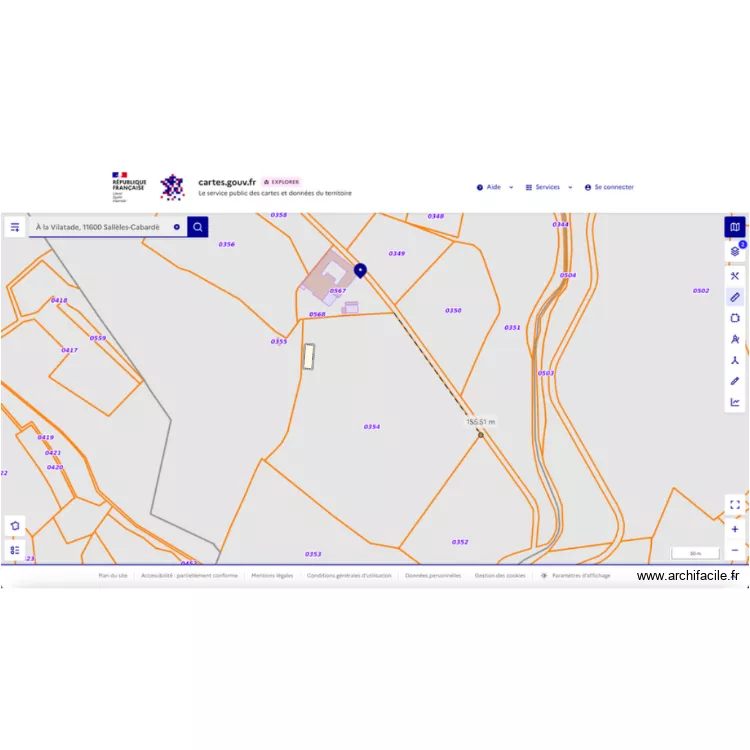 plan de masse. Plan de 1  et 235 m²
